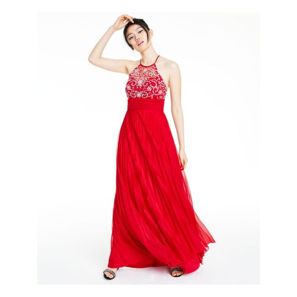 NWT B DARLIN Womens Red Sleeveless Full-Length Prom Fit + Flare Dress 3\4